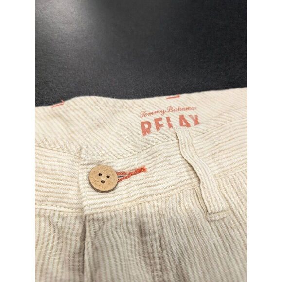 Tommy Bahama White and Tan Stripes Flat Front Pockets Cotton Men's Shorts 33 - Picture 3 of 8